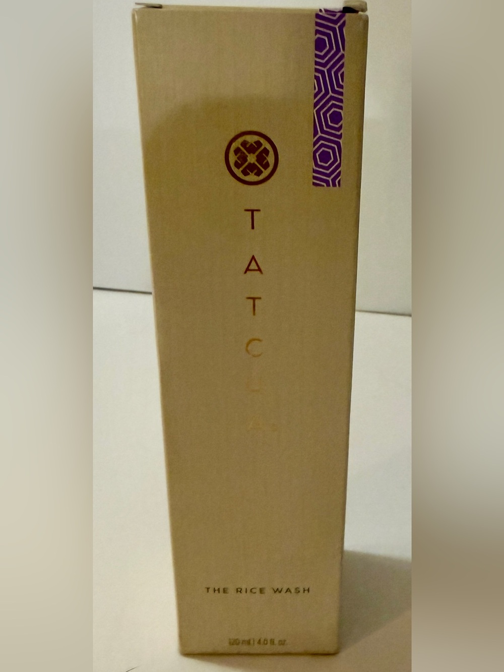 Tatcha Beige Skincare Box with Gold Text